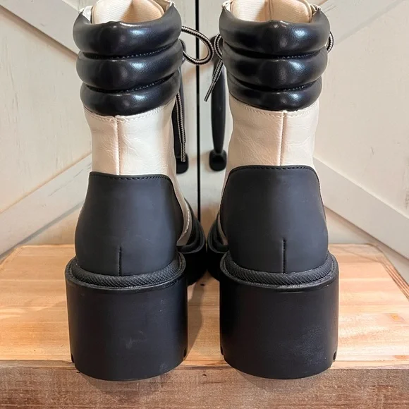 Michael by Michael Shannon Natacha Ivory Platform Moto Combat Boots Size 8 NEW - Picture 6 of 10